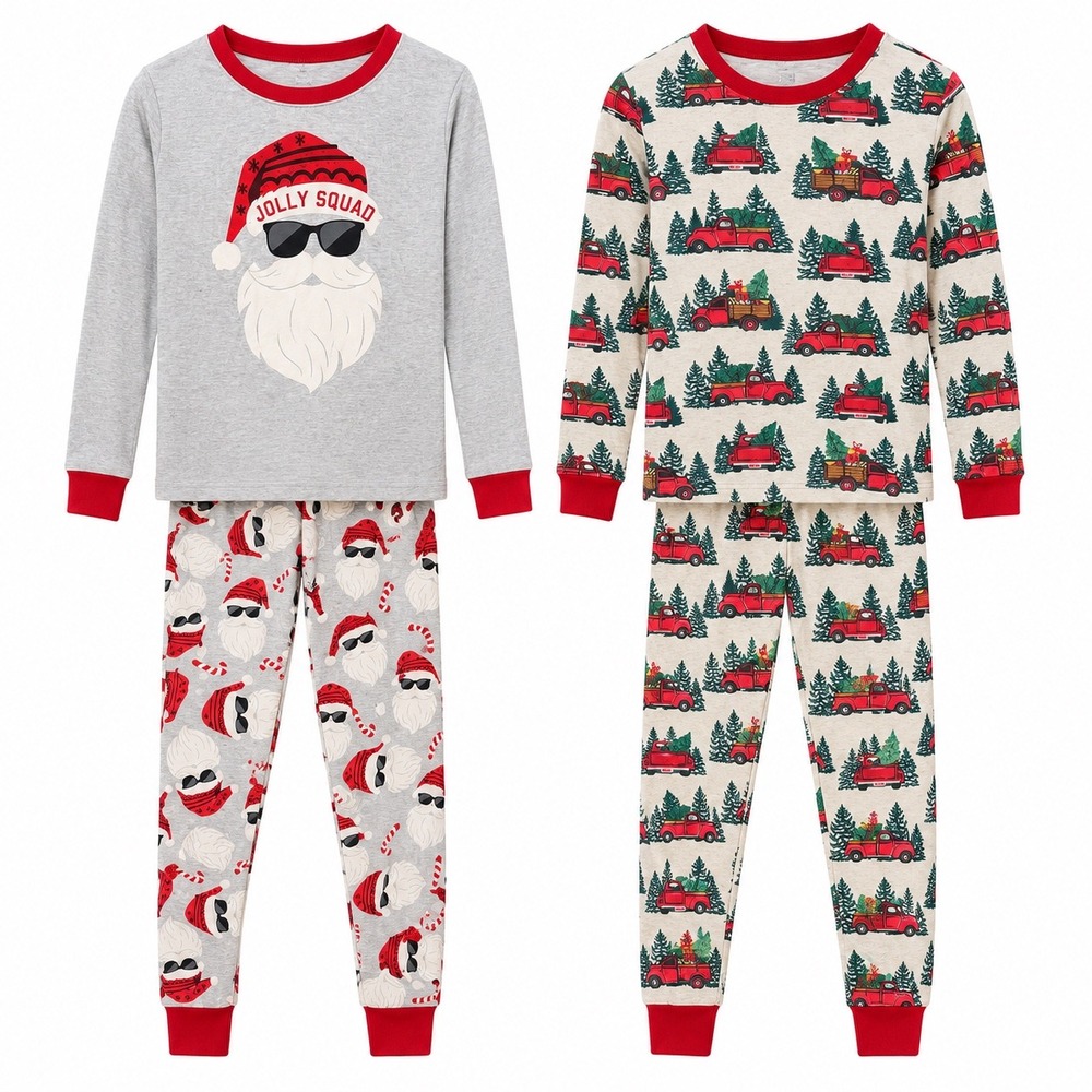Children's Place Kids Christmas Pajamas 2 Pack Santa / Red Truck Size 16 Cotton